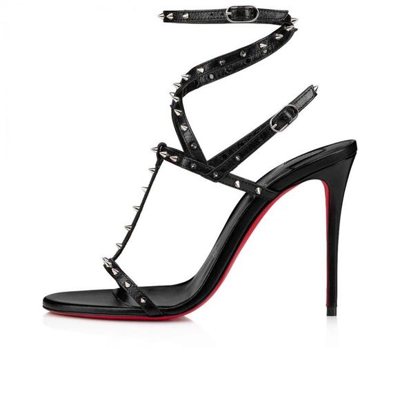 Christian Louboutin Bombina Spikes 100 Black Ankle Strappy Sandal Heel Pump 36 - Picture 5 of 12